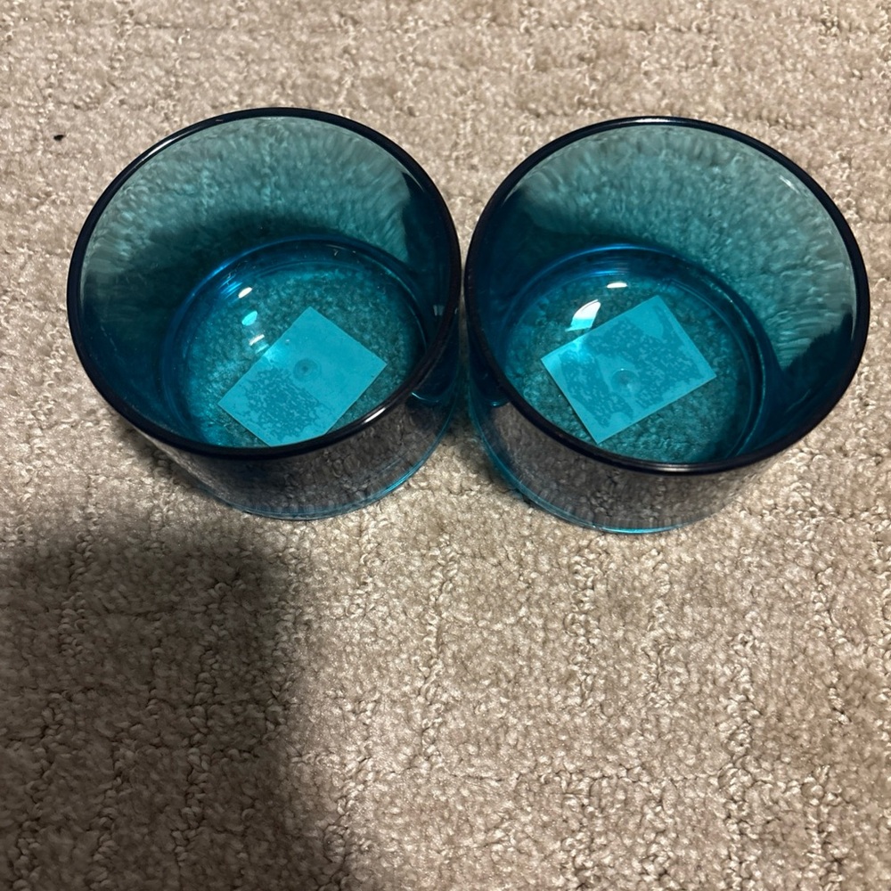 Caspari Set Of 2 Turquoise Acrylic Hors D’oeuvres Bowls 5.72cmx8.89cm